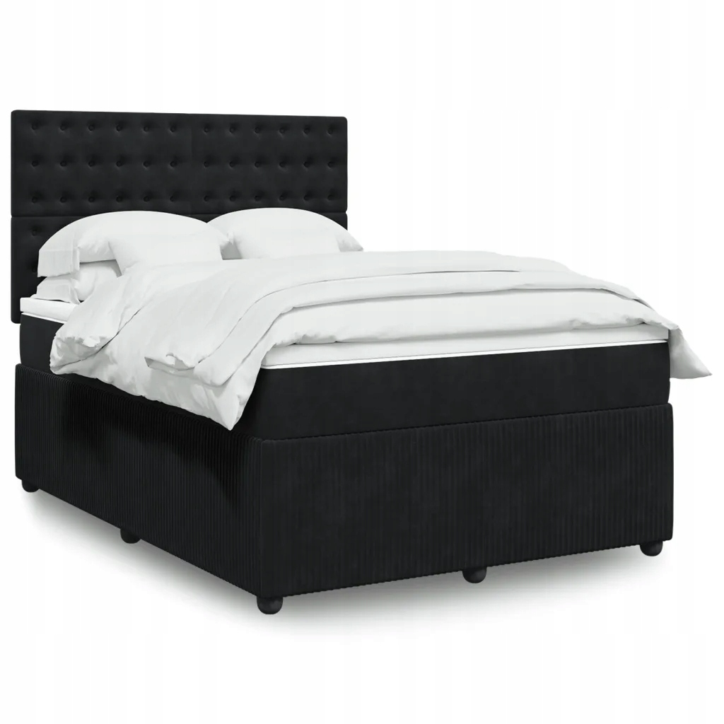Box spring postel s matrací černá 140 x 190 cm samet Černý 3294648