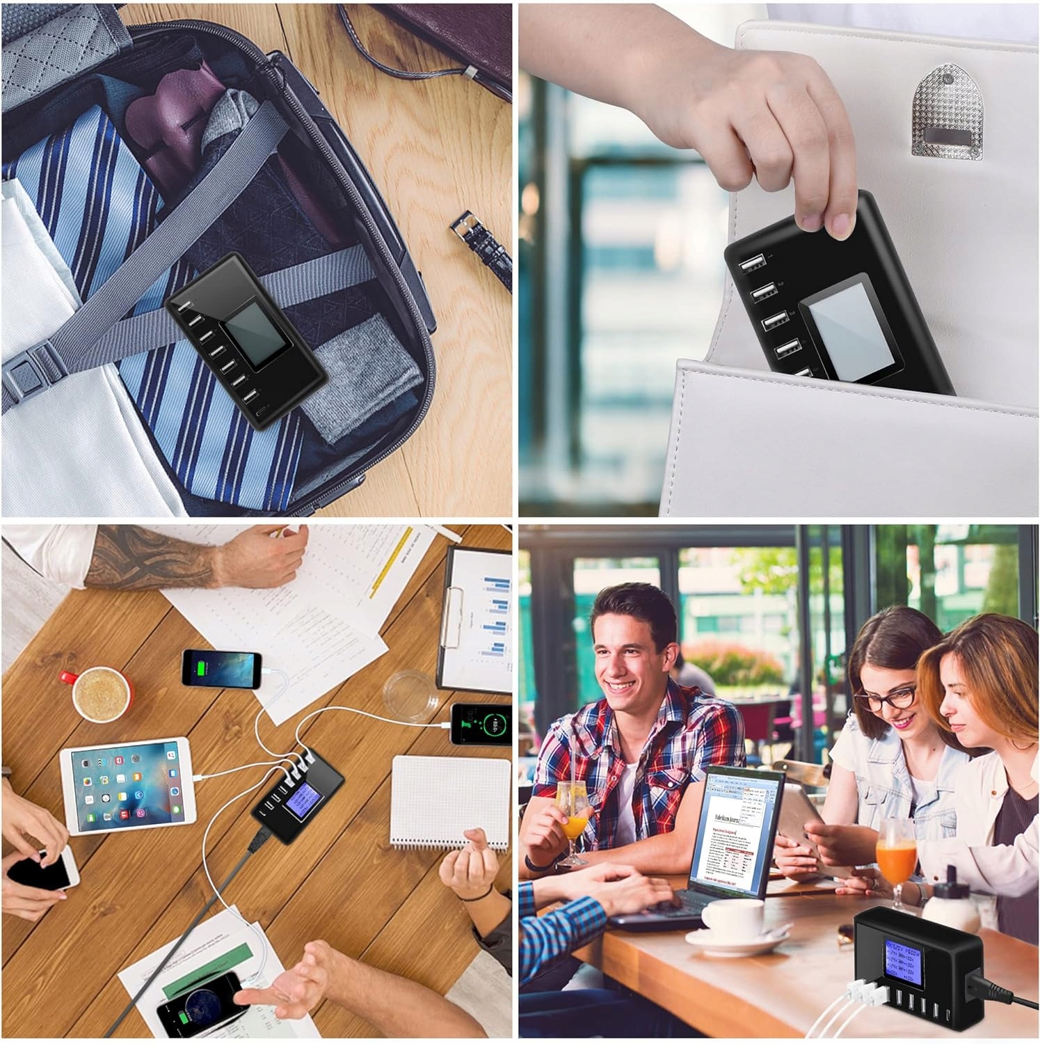 ŁADOWARKA SIECIOWA 8 PORTOWA SZYBKA ZASILAJĄCA UNIWERSALNA LCD USB A TYP C Marka Inna