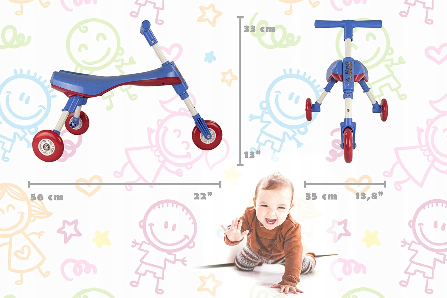 Rowerek biegowy trójkołowy jeździk składany AIREL Kod producenta 8433769433260