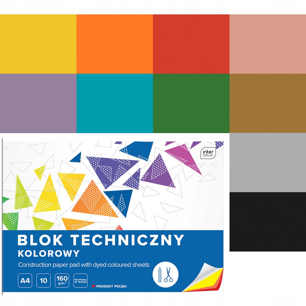 

Blok techniczny kolorowy Interdruk A4 10 ark. 160g