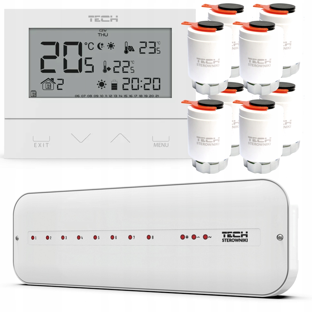 Sada Podlahového Vytápění Tech Lišta L-5 Ovladač ST-292 v3 Pohony