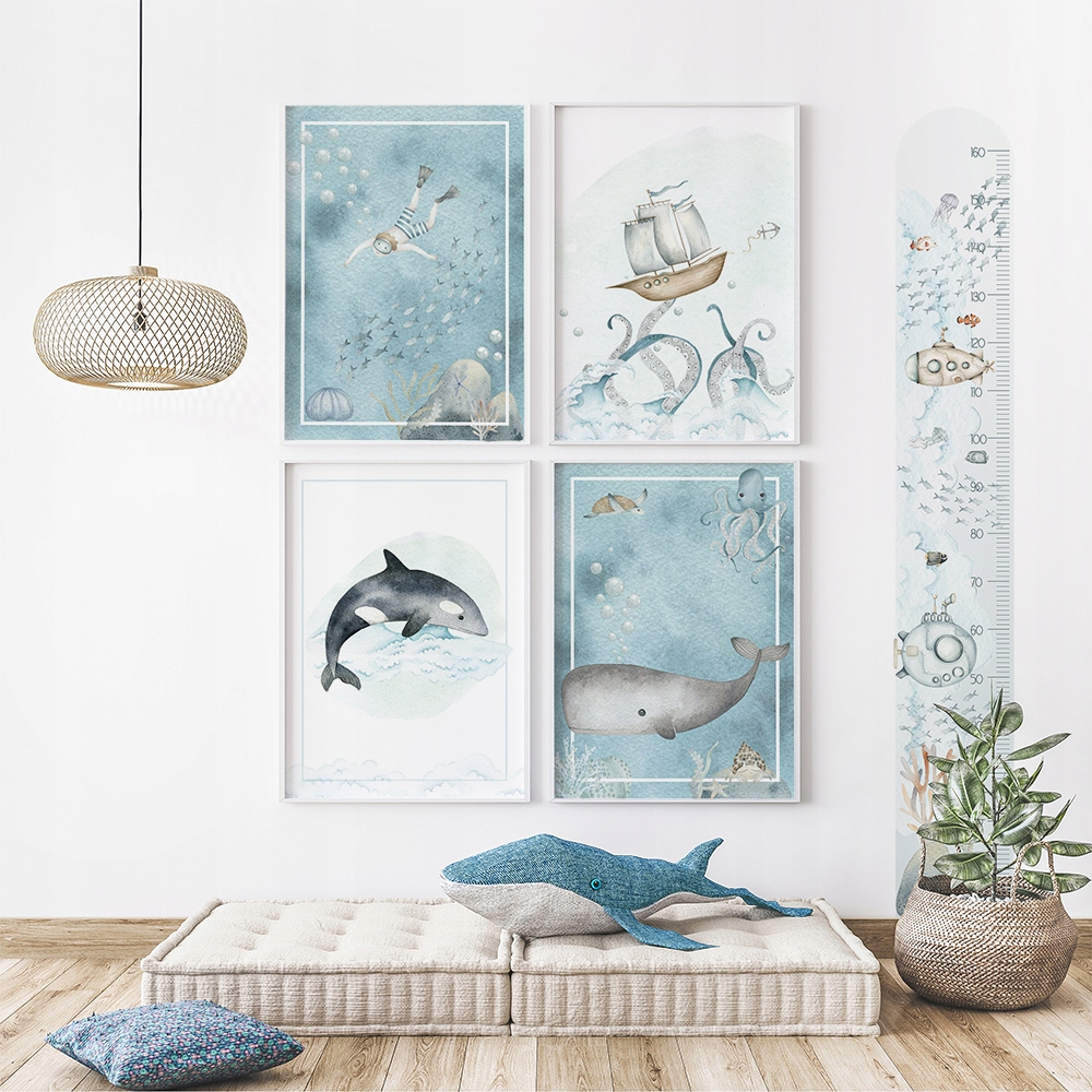 NAKLEJKA ŚCIENNA DLA DZIECI MIARKA WZROSTU OCEAN Marka YokoDesign