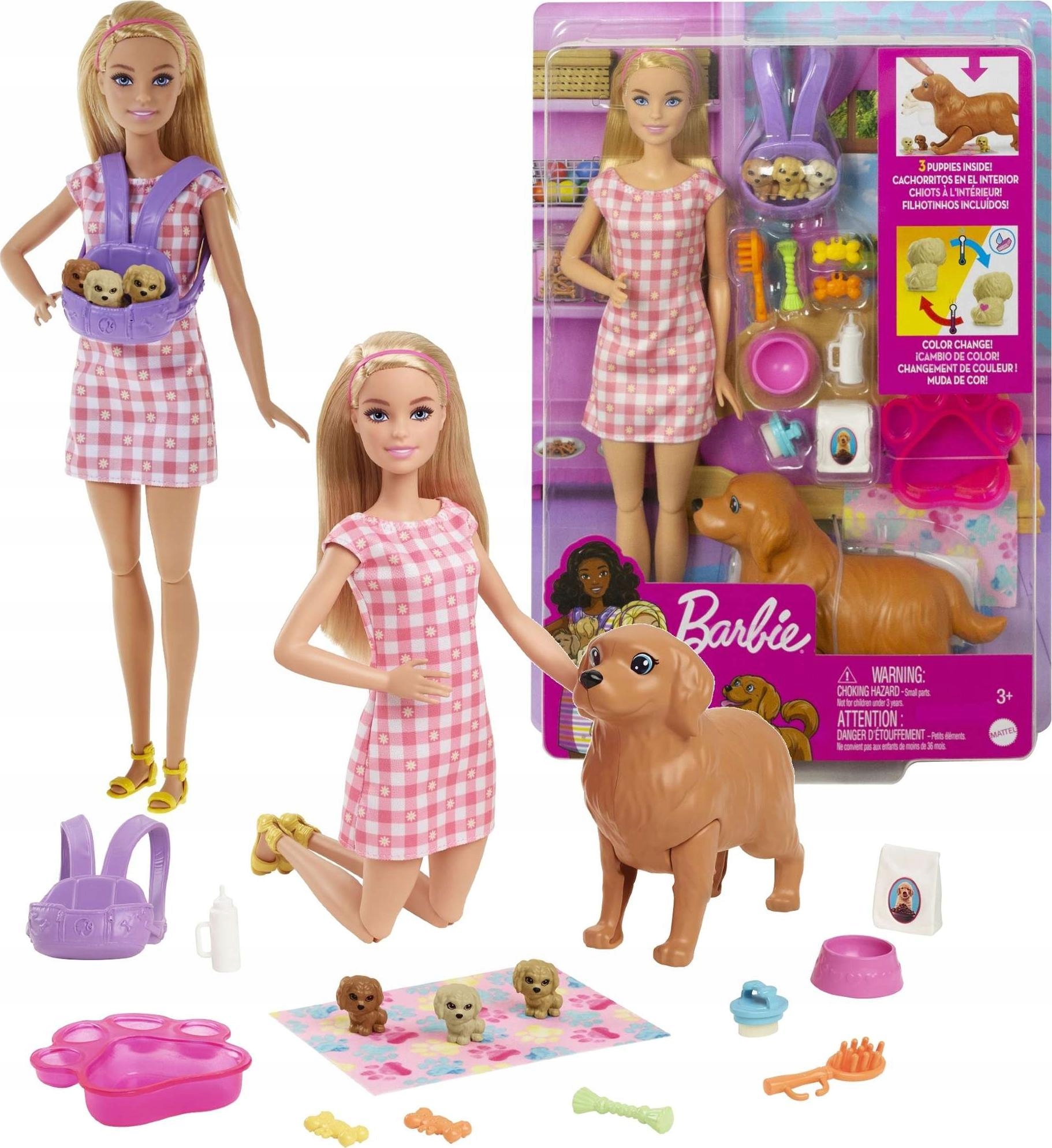 Lalka Barbie Mattel Narodziny piesków (HCK75)
