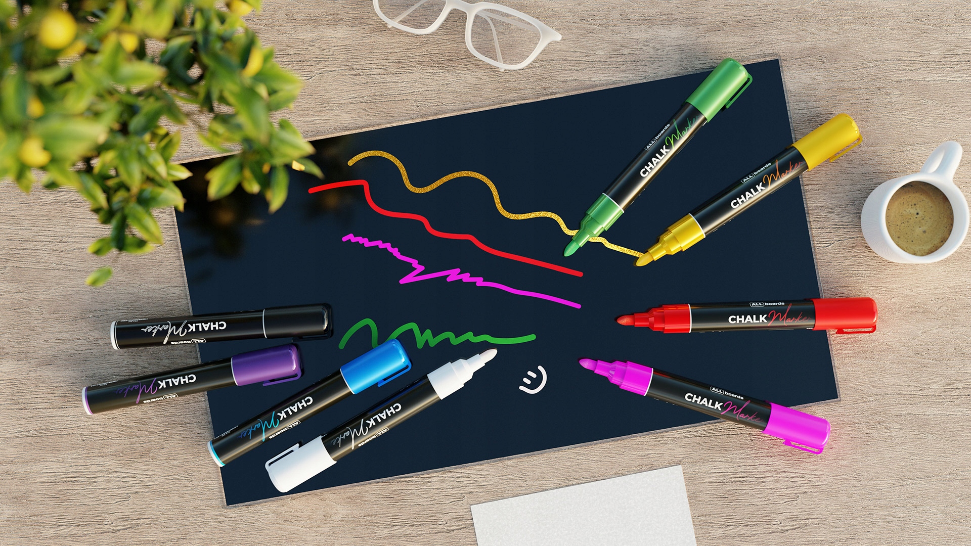 Marker kredowy do tablic szklanych CZARNY Marka AllBoards