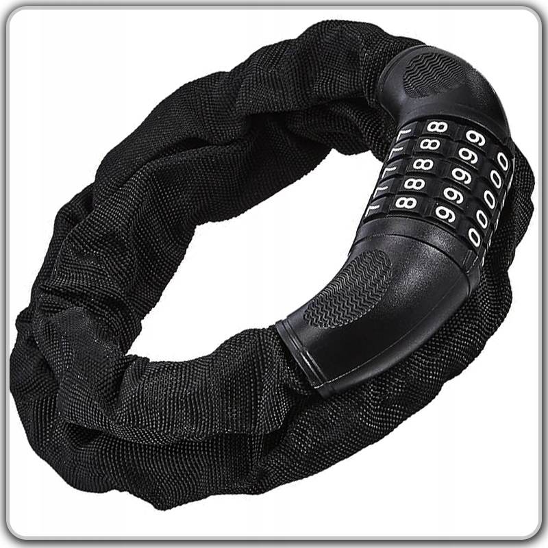 BLOKADA ROWEROWA DO ROWERU ZAPIĘCIE ROWEROWE NA SZYFR KOD ŁAŃCUCH 120 cm! Długość 90 cm