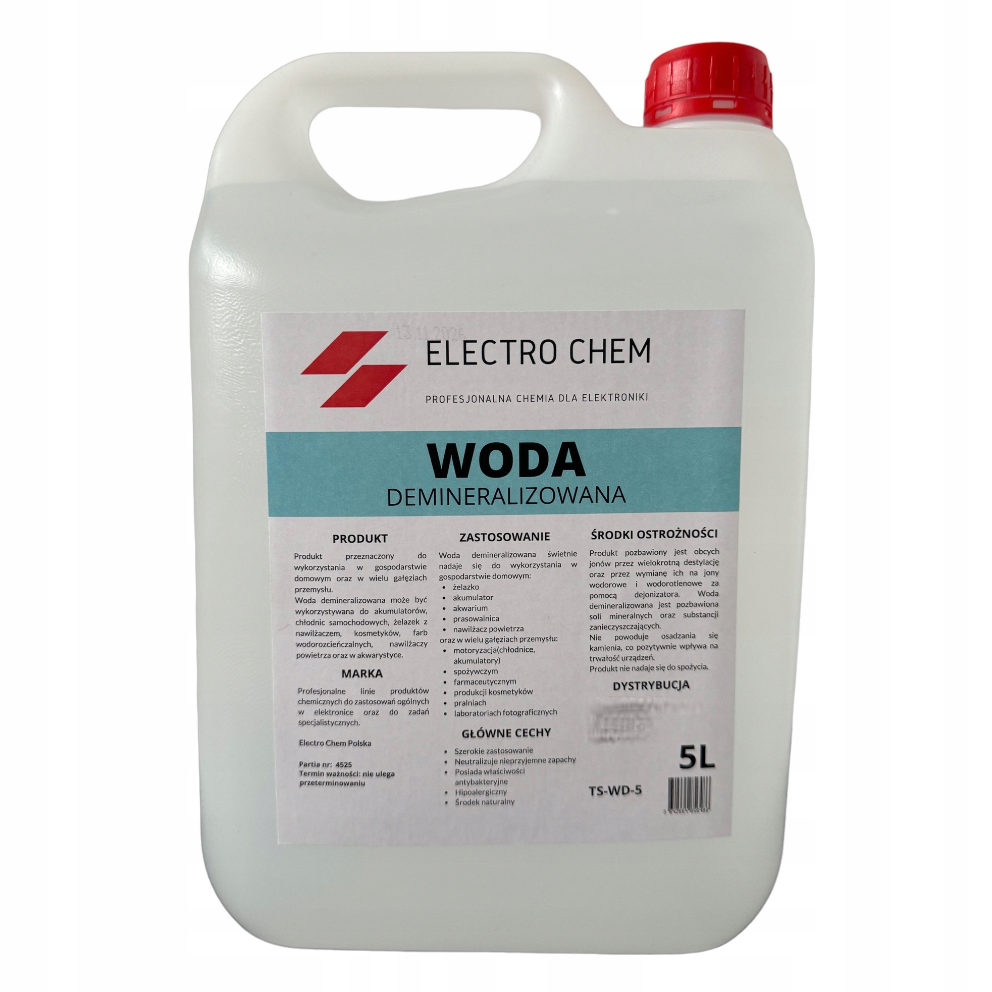 WODA DEMINERALIZOWANA - WYSOKA JAKOŚĆ - 5L