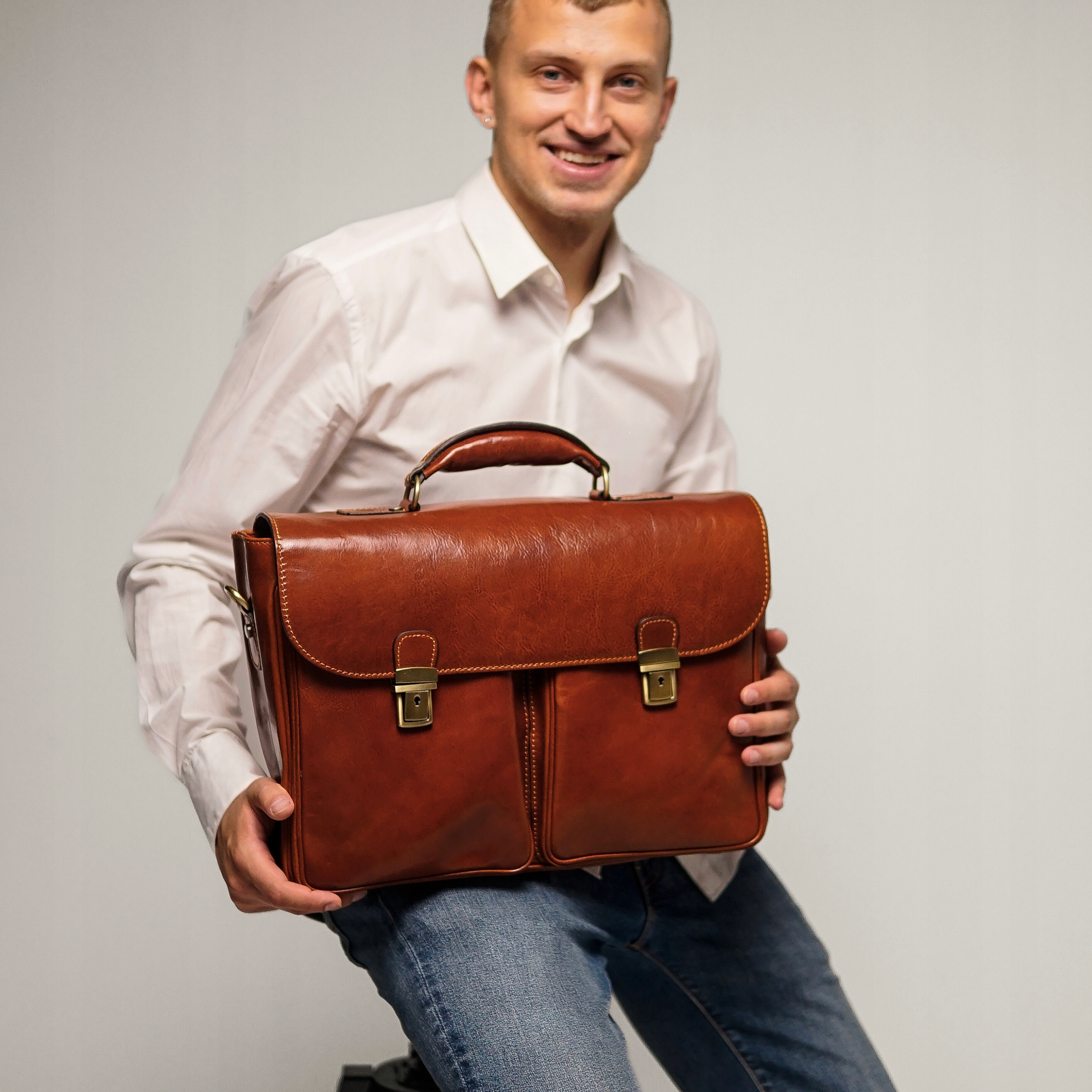 Pánská obchodní kožená aktovka Alberto-M Rudy