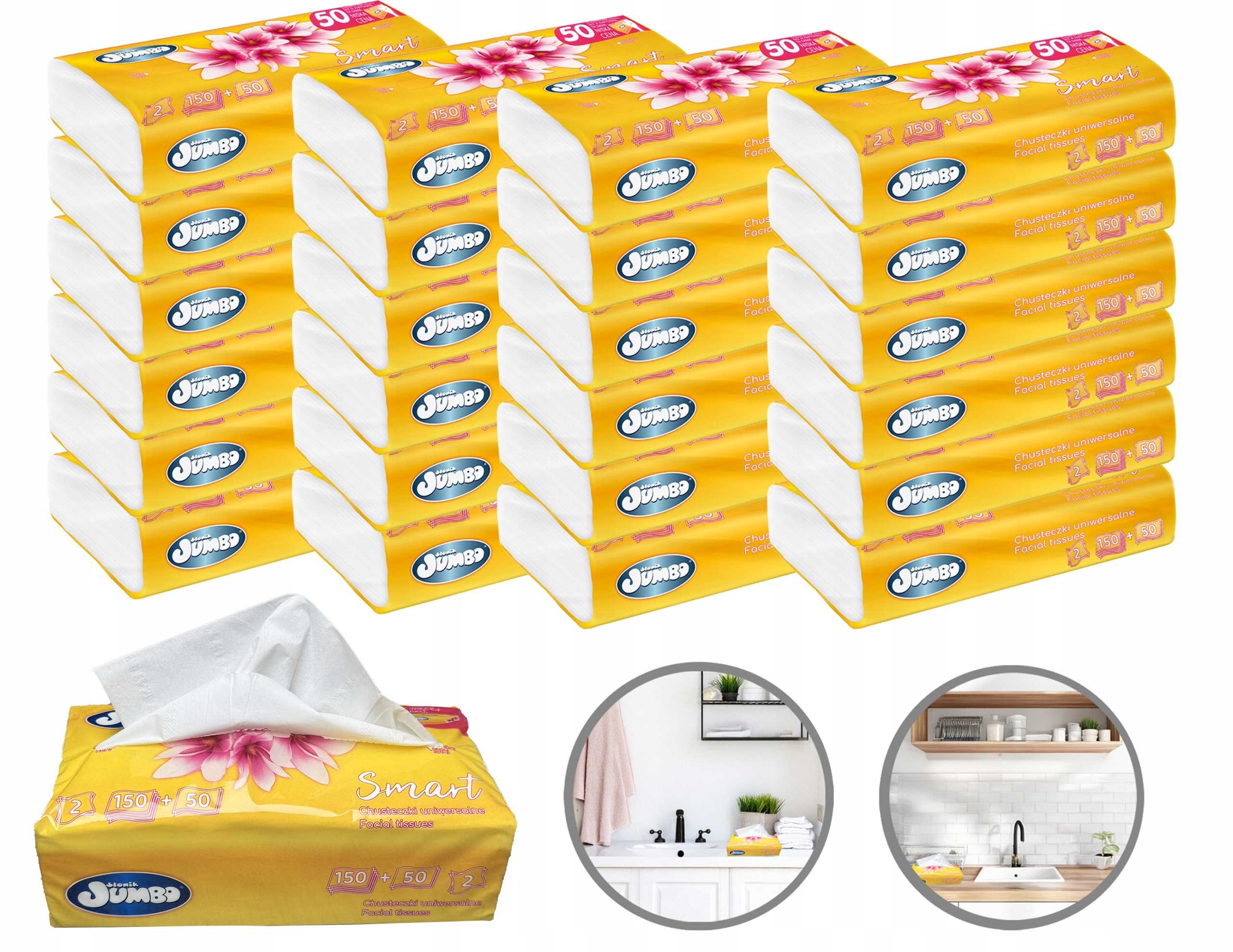 Chusteczki uniwersalne 200 szt. Słonik Jumbo Smart folia 2W 25 op.