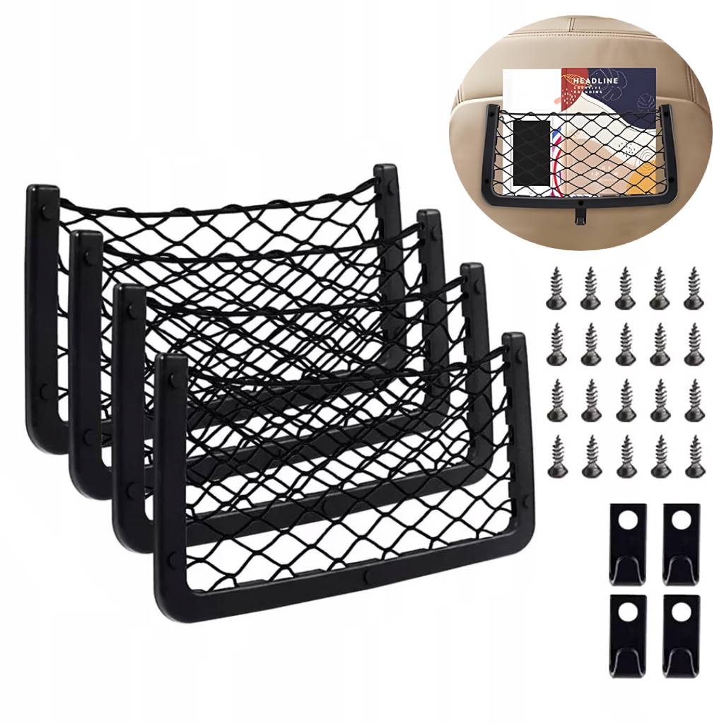 4 szt Kieszeń Do Bagażnika Organizer Samochodowy Siatka Samochodu 36x18cm