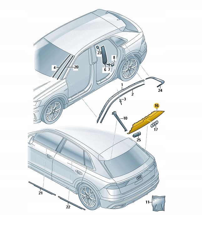 LISTWA OZDOBNA POKRYWY TYLNEJ AUDI Q8 ORYGINAŁ OD ASO