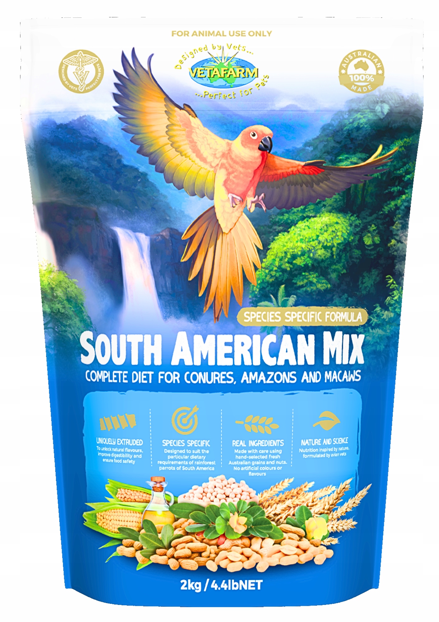 Vetafarm – Celoroční granule pro Papoušky Z Jižní Ameriky 2 kg