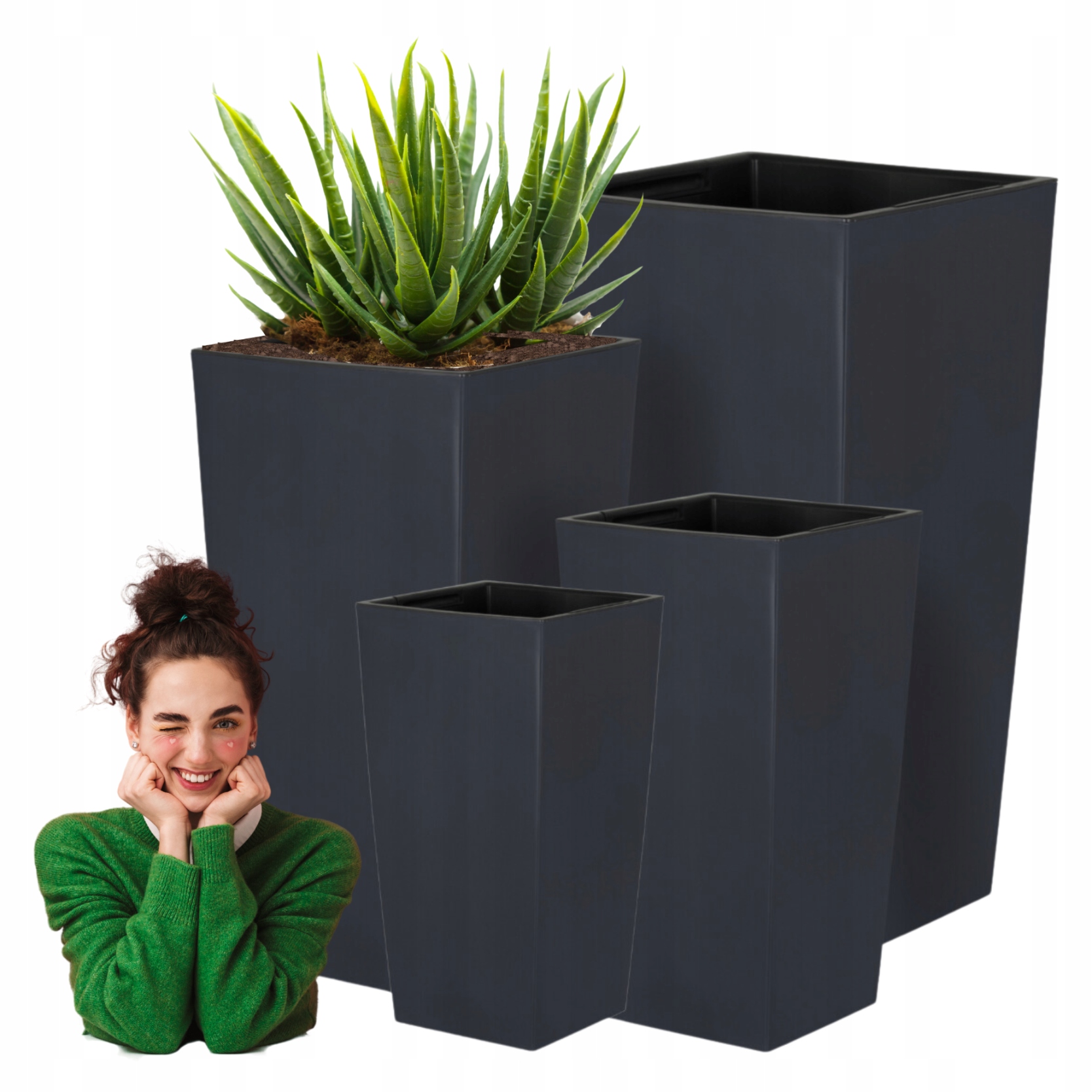 Donice Z Wkładem Balkonowe Zestaw X4 Donic Ogrodowych Plastikowa Taras