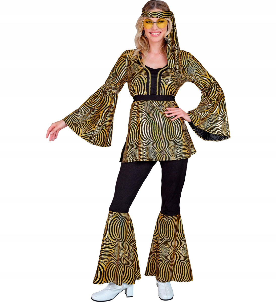 Kostým Hipiska Disco Zlatá léta 60 70 80 Převlek Děti Květiny Abba XL