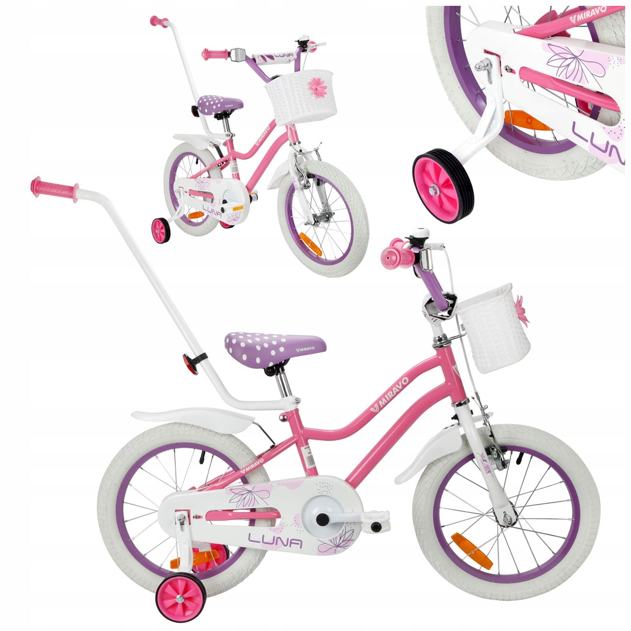 Rowerek Dziecięcy 16 Cali Rower Dla Dziewczynki Koszyk I Prowadnik