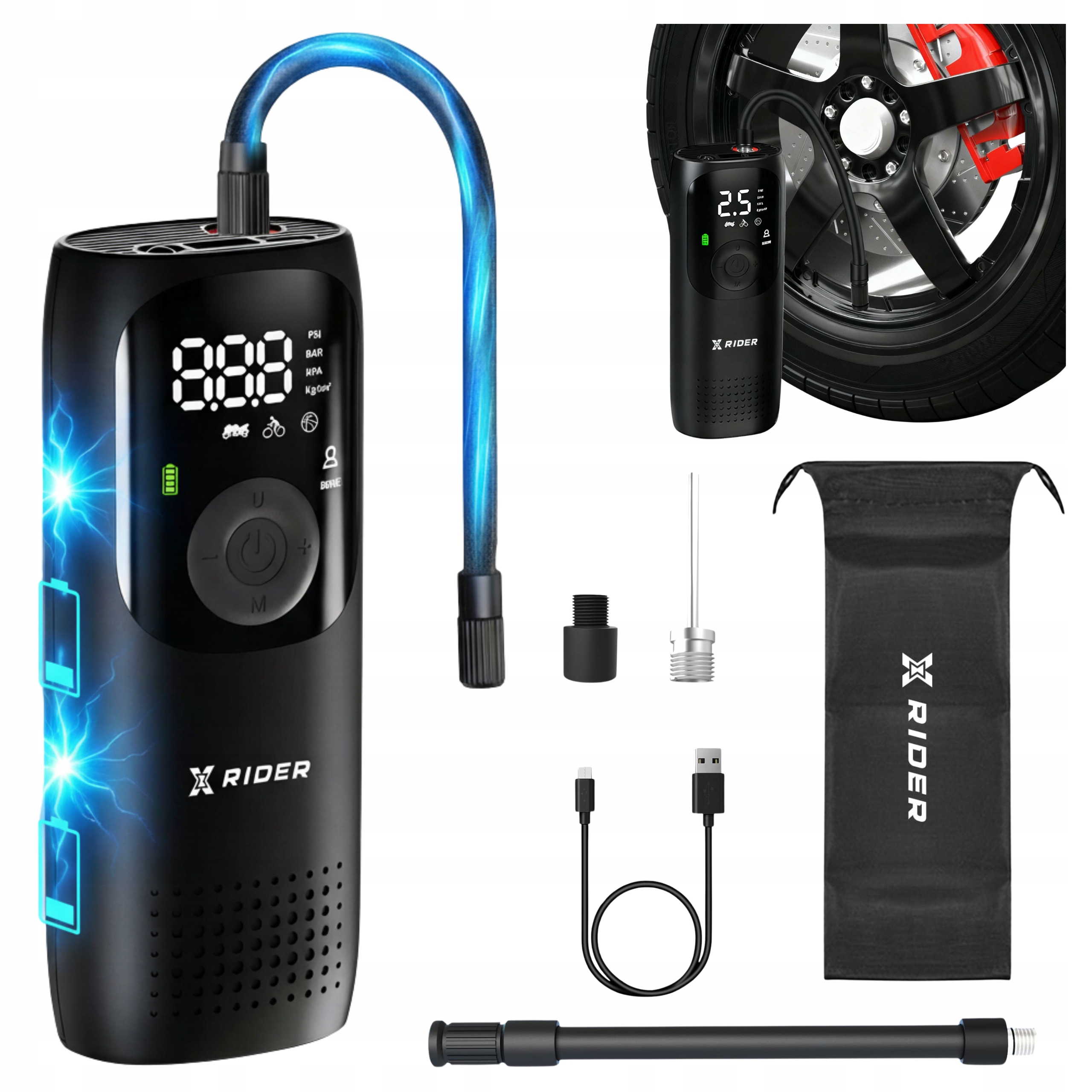 POMPKA ROWEROWA ELEKTRYCZNA UNIWERSALNA DO HULAJNÓG SKUTERA XRIDER 150 PSI