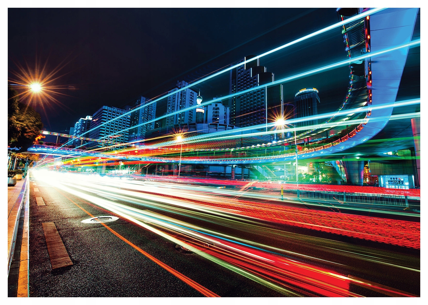 Fototapeta Nočné mesto svetla vinyl 368x254 mestská krajina dynamika lepidlo