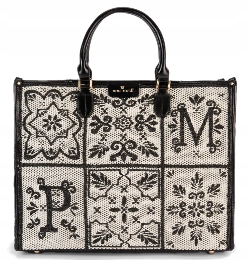Dámská Shopper Kabelka Přes Rameno Stylová Černá Elegantní Výšivka Pepe Moll