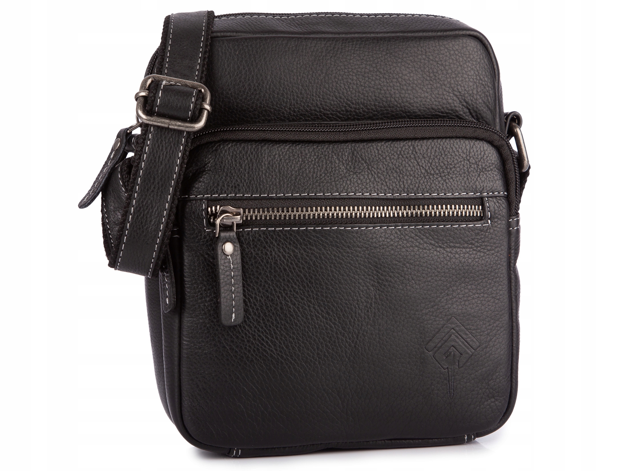 Střední pánská kožená taška přes rameno z přírodní kůže, černá