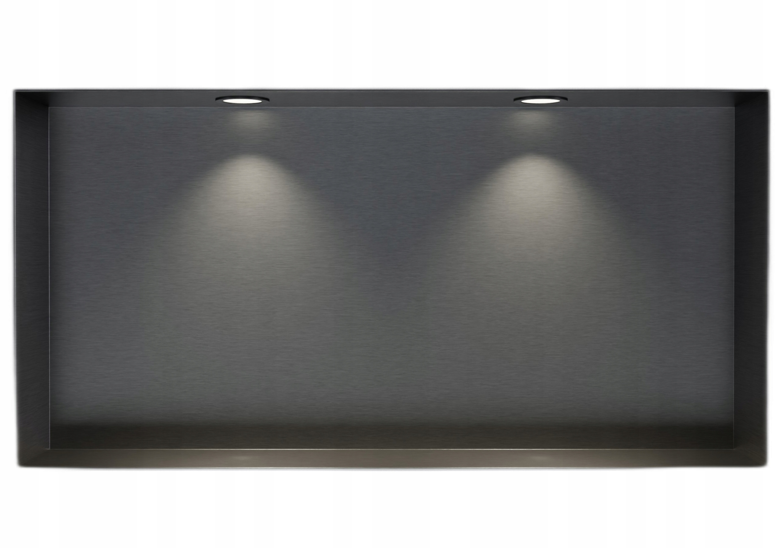 Półka wnękowa podtynkowa bez rantu gunmetal 60x30 2x Led oprawka czarna