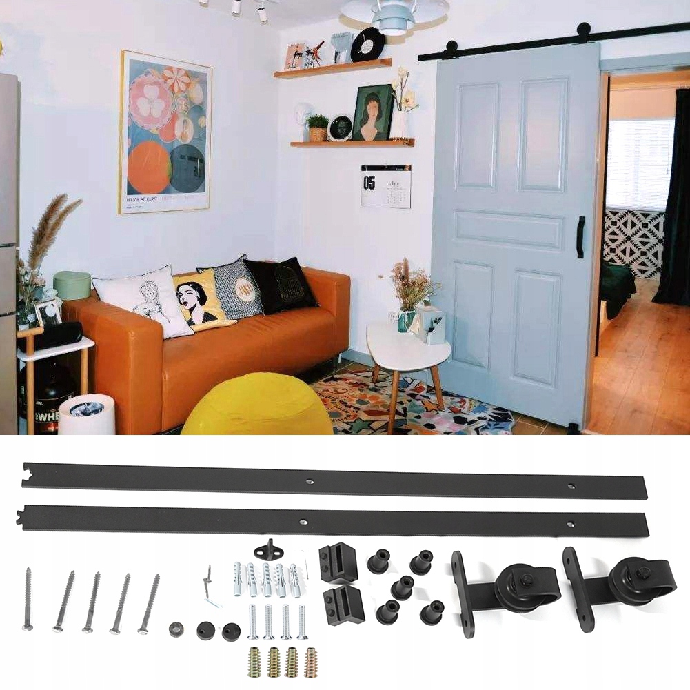 Kování pro posuvné dveře do stodoly o velikosti 190 cm, ocelová kolejnice