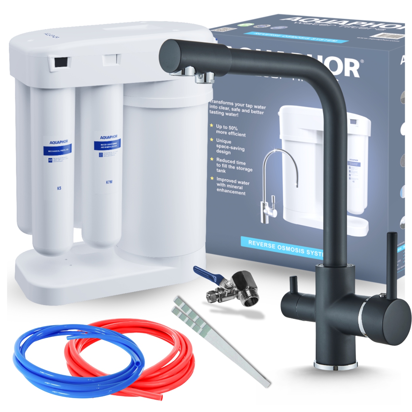 Reverzní Osmóza Filtr Na Vodu Aquaphor RO-101S Kuchyňská Baterie Černá Pzh