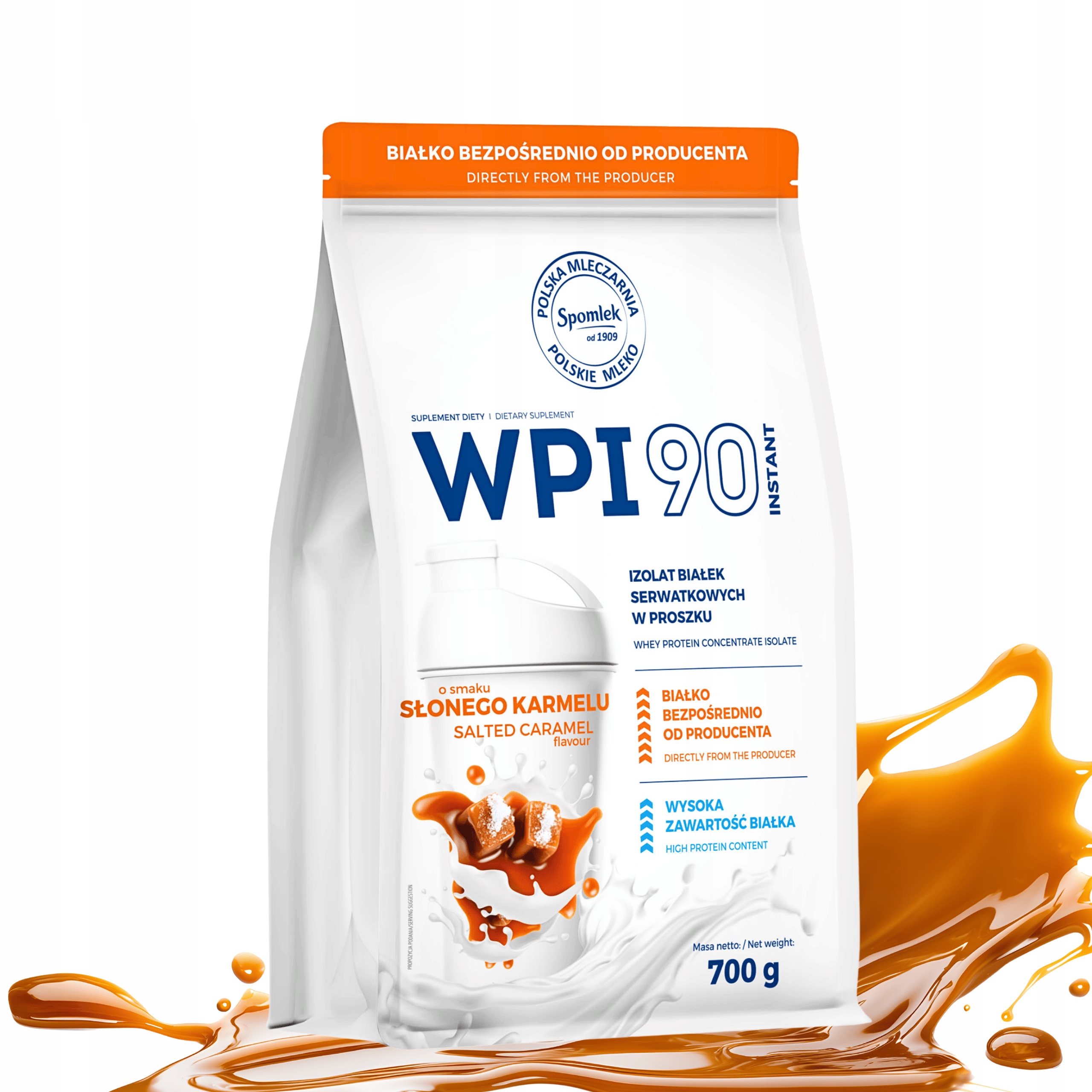 Syrovátkový Proteinový Izolát WPI90, Protein Slaný Karamel 700 g Spomlek