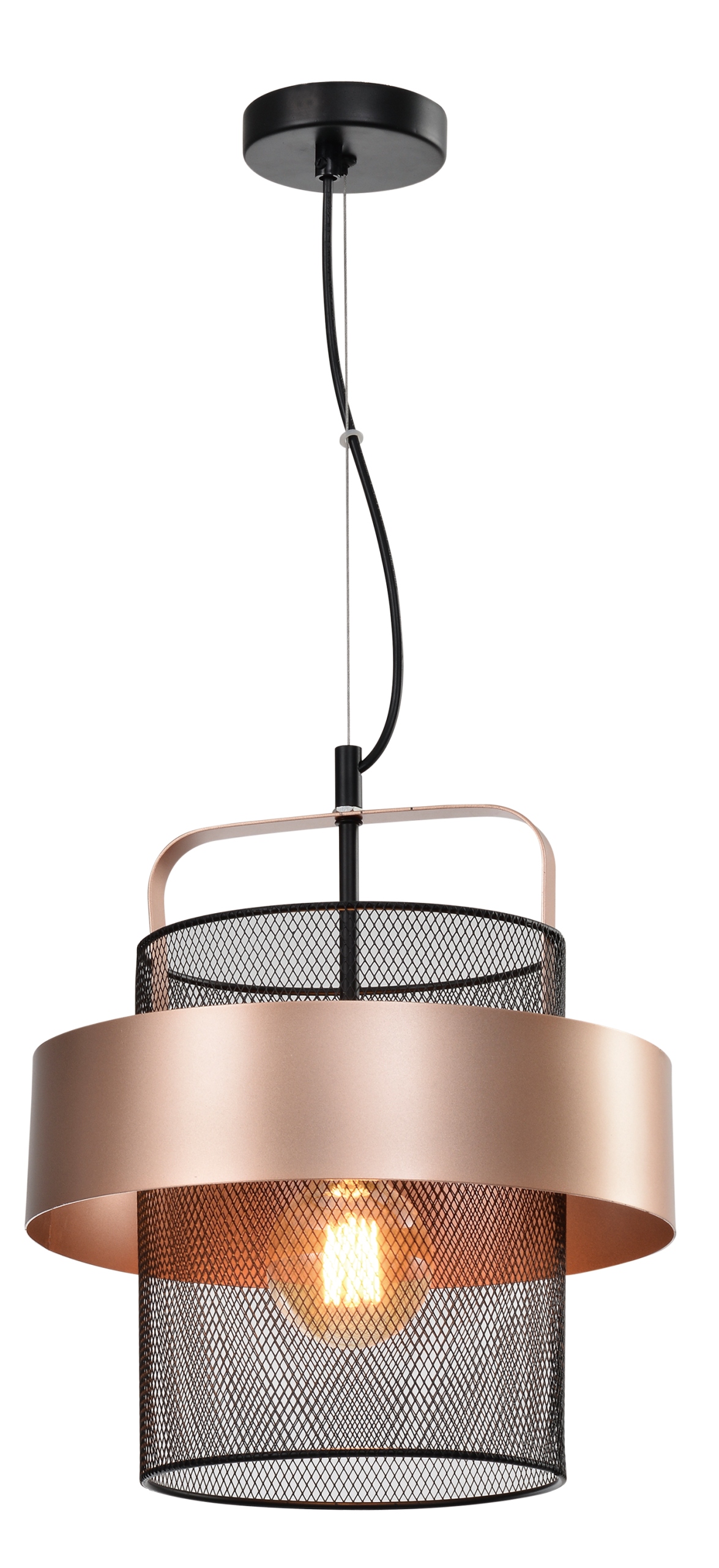 Závesné svietidlo čierno-medené E27 Fiba Candellux