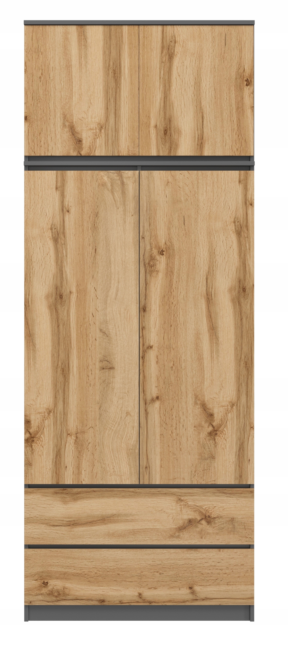 SZAFA GARDEROBA 90CM MONIA 2D2SZ+NADSTAWKA GRAFIT WOTAN Kod producenta 001