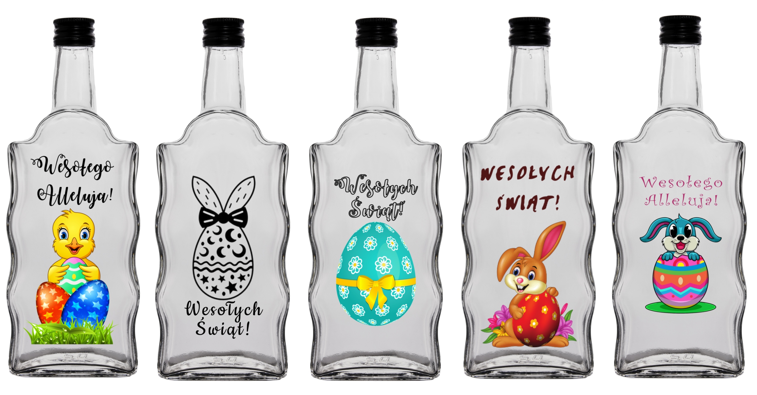 5X BUTELKI WIELKANOCNE 500ML RÓŻNE WZORY! NA LIKIER NALEWKĘ BIMBER ŚWIĘTA