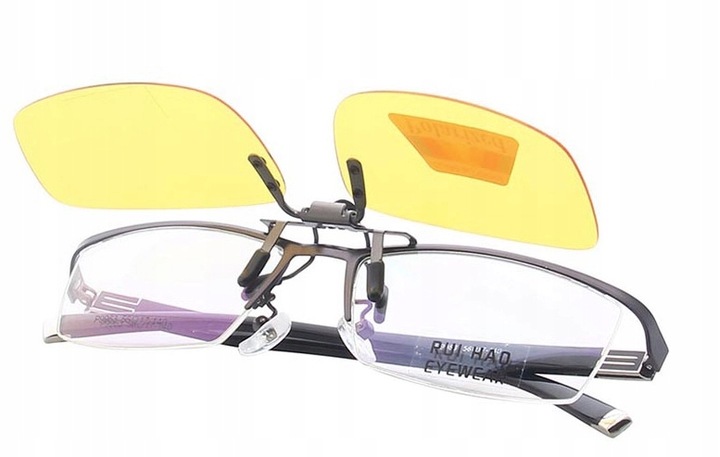 Nakładki na Okulary Korekcyjne do Jazdy Nocnej Uchylne +Etui Stan opakowania oryginalne