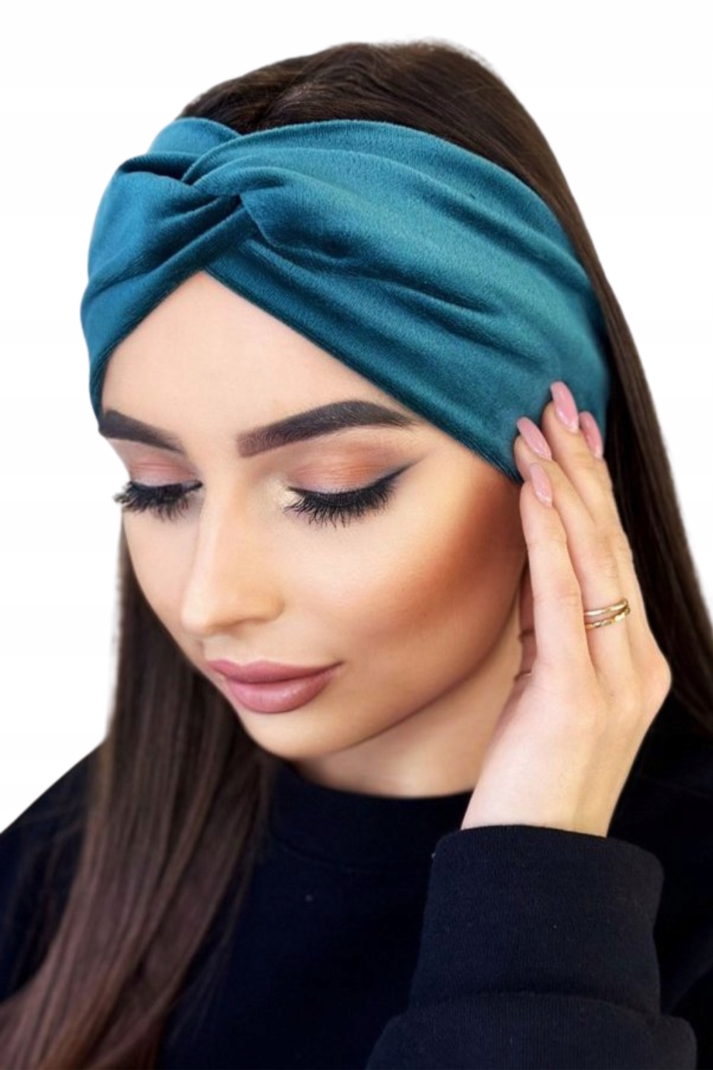 Příjemná Velurová Čelenka Shelli Tyrkysová Univerzální