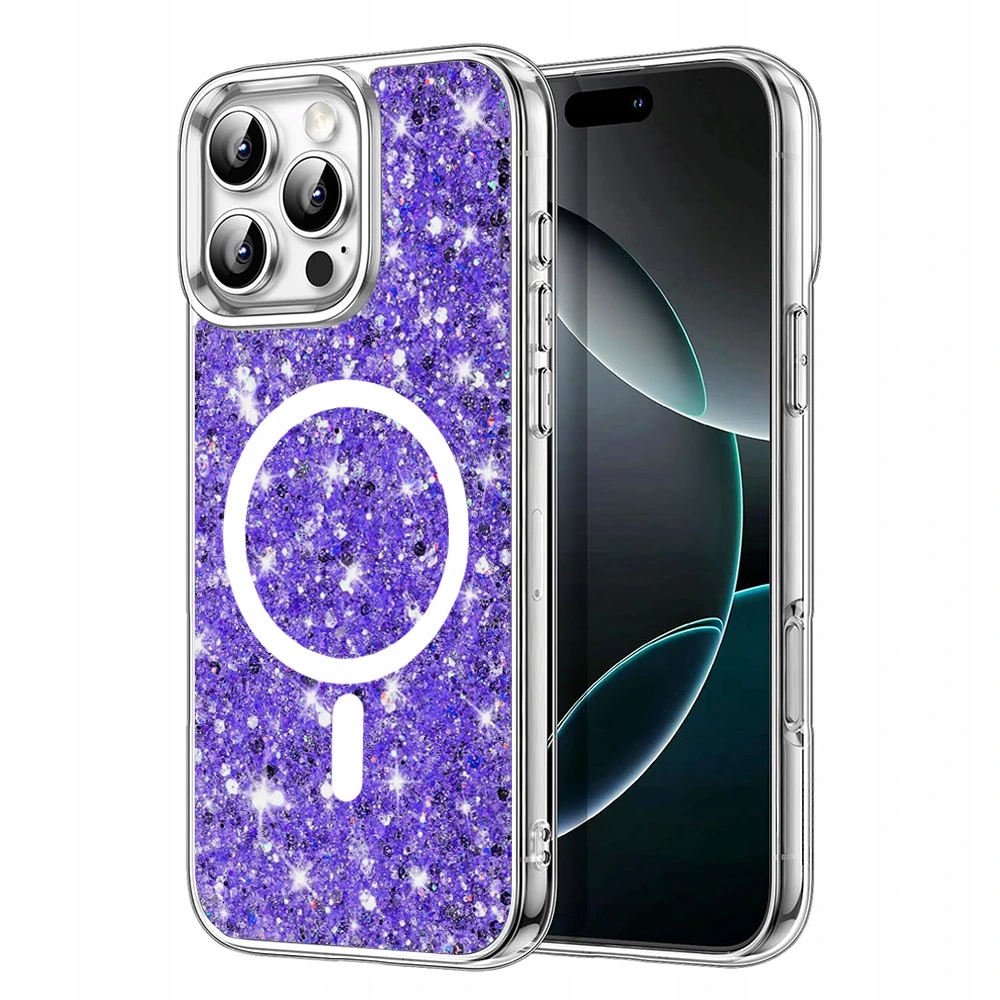 Techsuit Sparkly Glitter MagSafe etui na iPhone 16 Pro Max – fioletowe