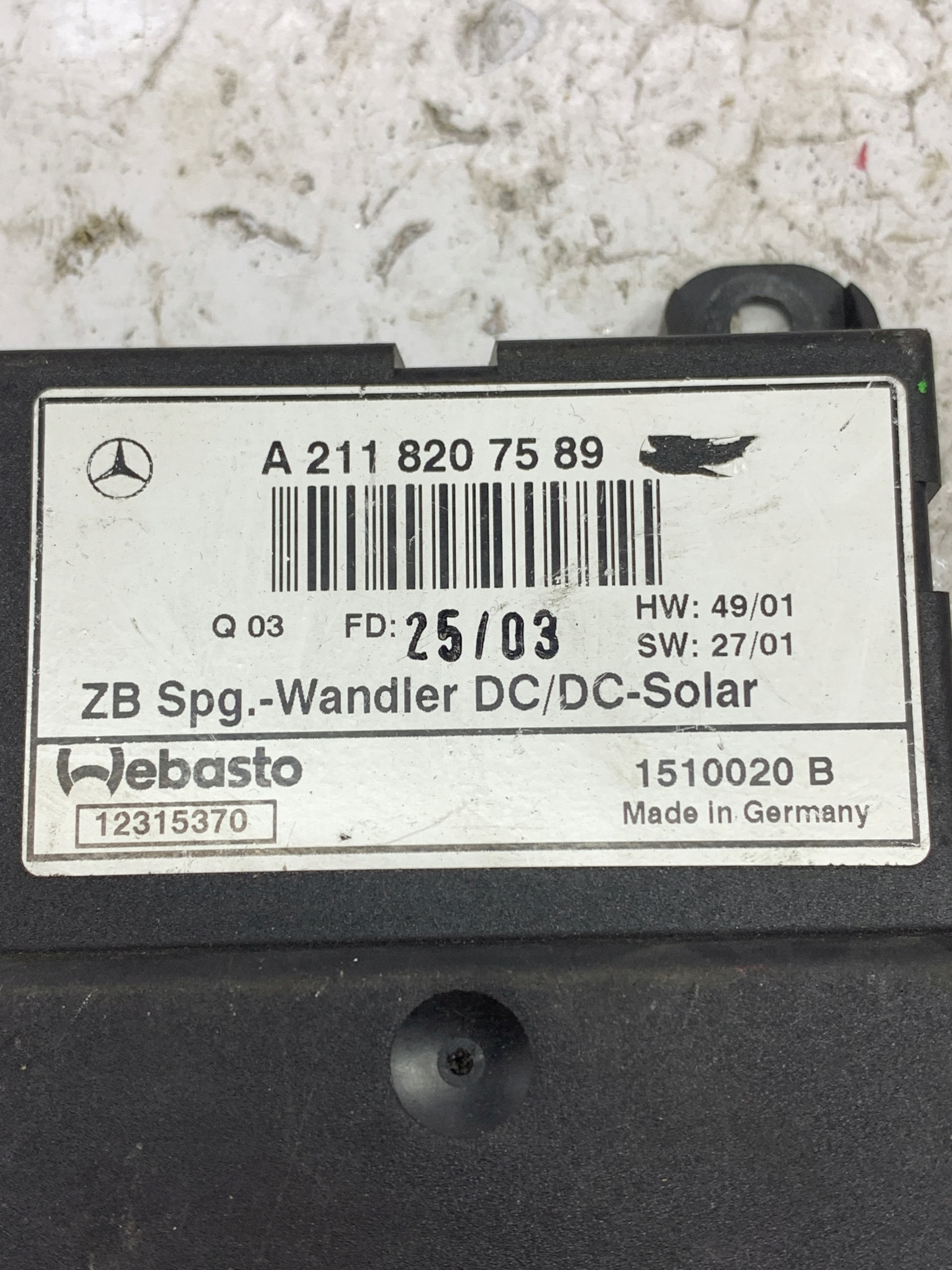 module control unit SOLAR roofs A2118207589 MERCEDES