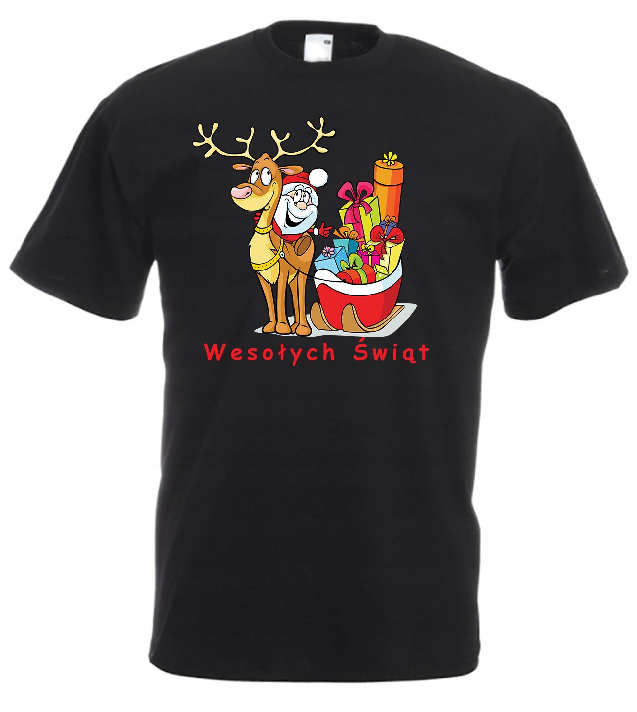 

Koszulka Czarna Świąteczna Mikołaja Renifer 2XL