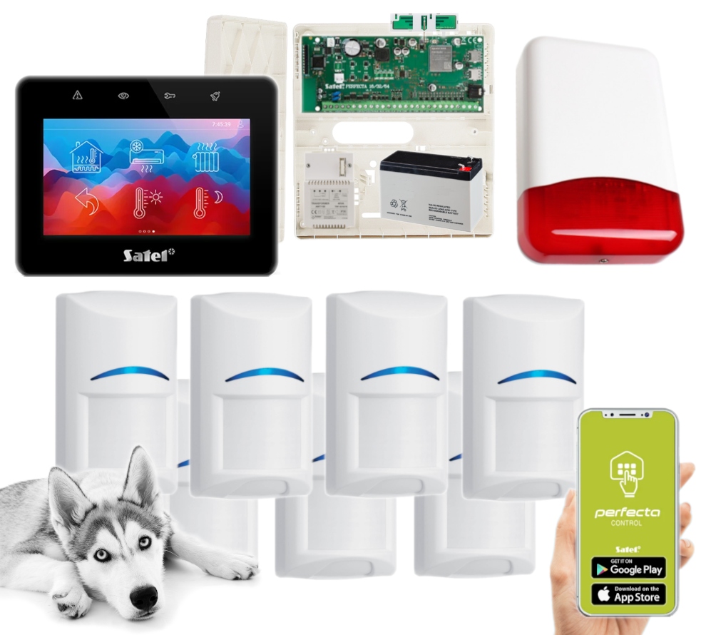 Alarm Satel Perfecta 64 M Antena Lte 7 Czujek Pir Pet Syrena Dotyk App