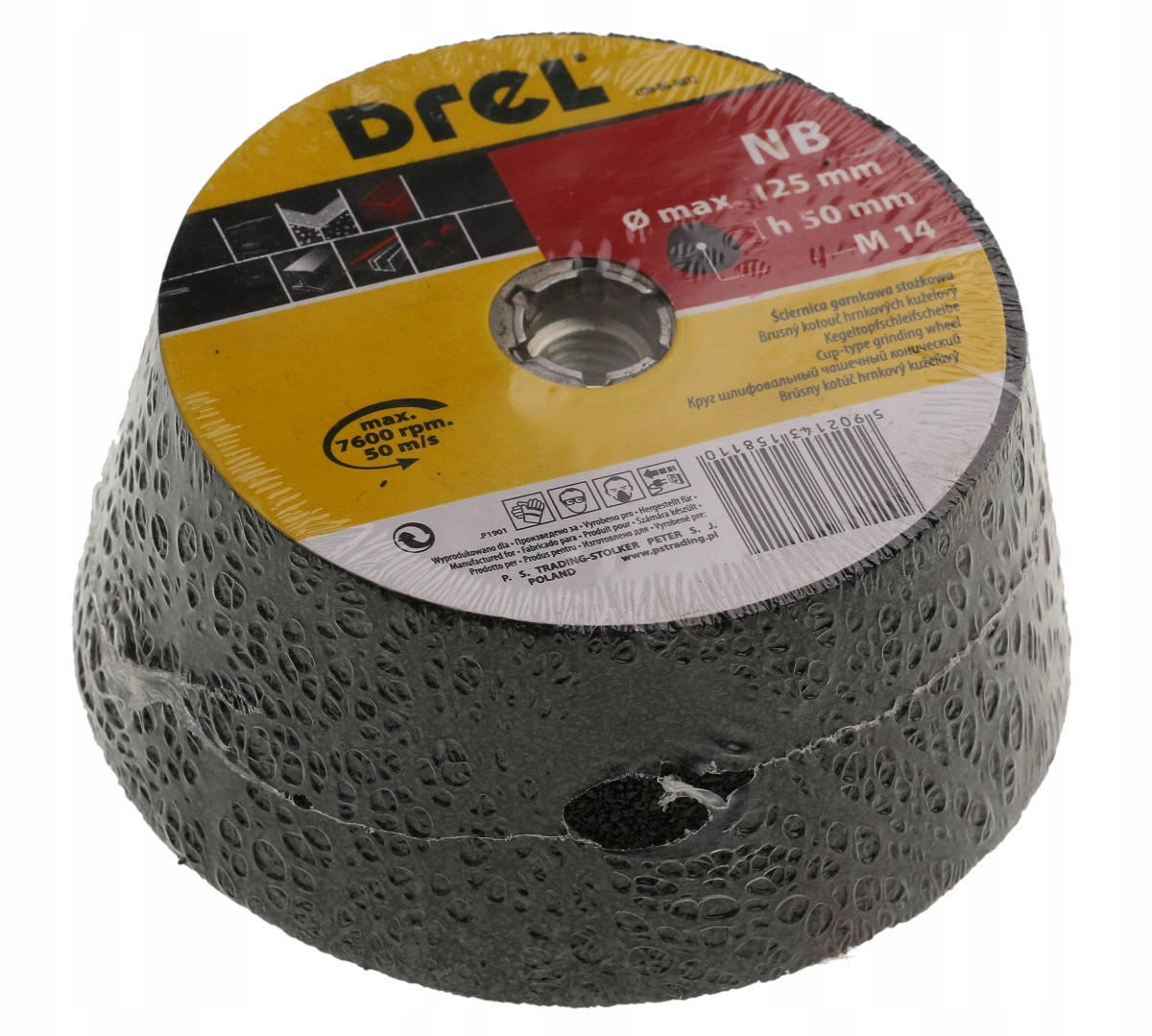 ŚCIERNICA GARNKOWA STOŻKOWA 125/50 mm x M14 NB