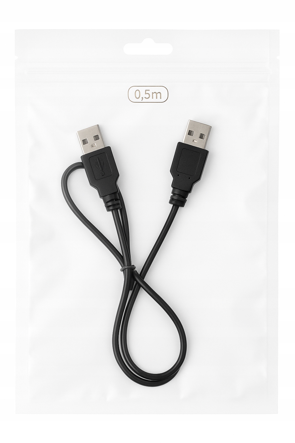Kabel USB-A - USB-A męski 0.5m czarny komputery
