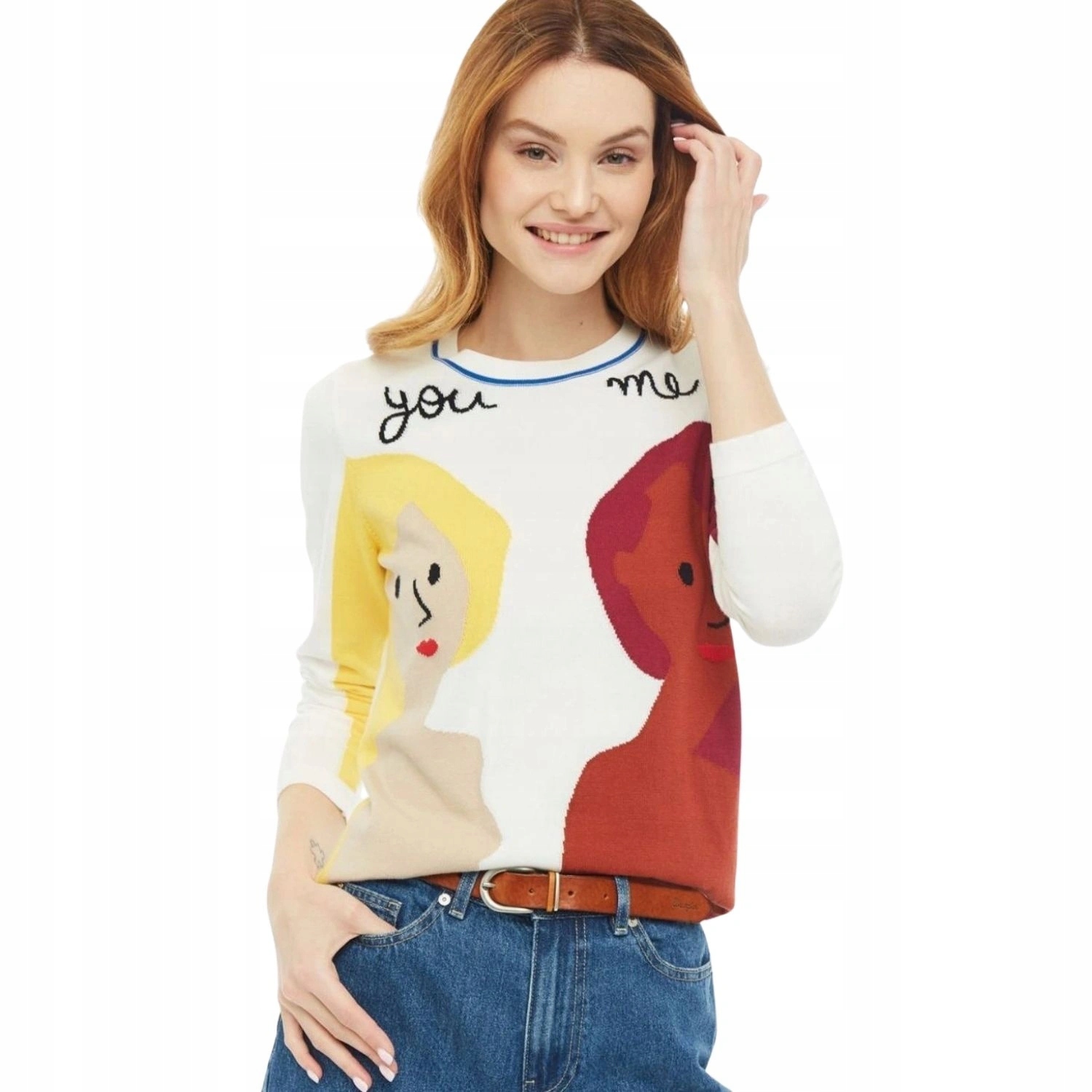 Dámský svetr United Colors Of Benetton bílý, tenký, bavlněný, vel. S