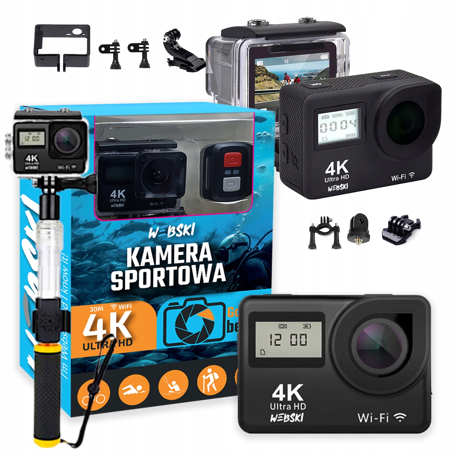 Sportovní kamera 4K Uhd dálkové ovládání Držák na plavání jako Dárek pro dítě