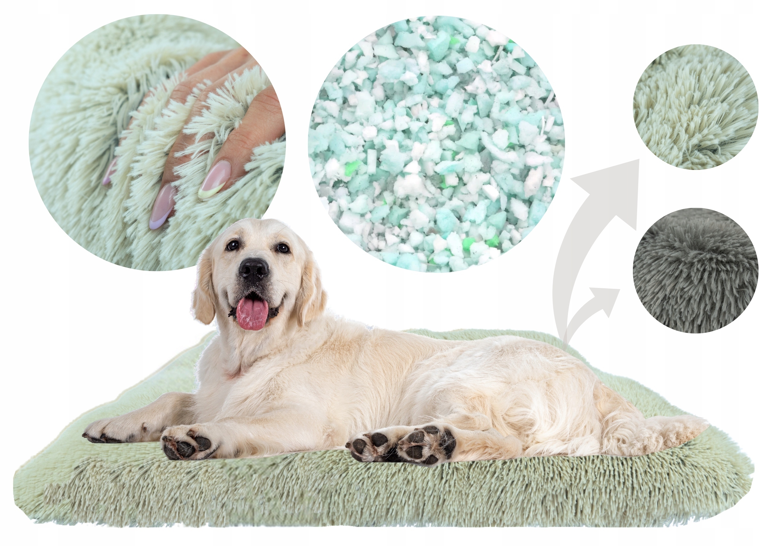 Levně Pelíšek pro psa Plushové lůžko Shaggy Béžové velké Premium 85 x 80 cm, velikost XL