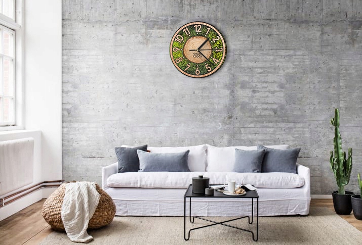 ZEGAR NA ŚCIANĘ ŚCIENNY DREWNIANY LOFT NOWOCZESNY RETRO CICHY 30cm prezent Kolor odcienie brązowego odcienie zieleni
