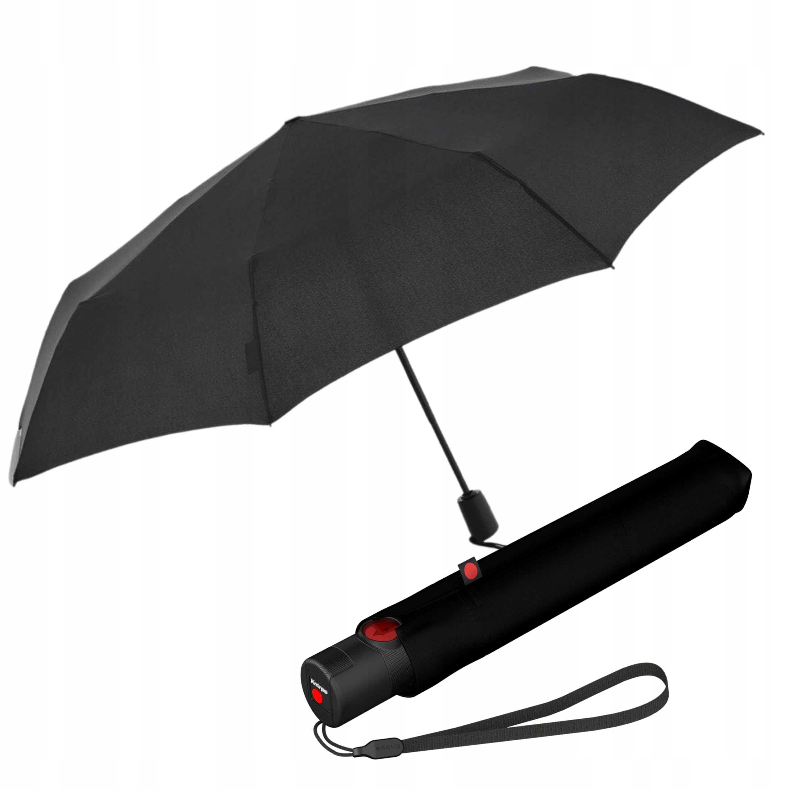 Parasol Parasolka składana lekka czarna wiatroodporna Knirps U.200 automat
