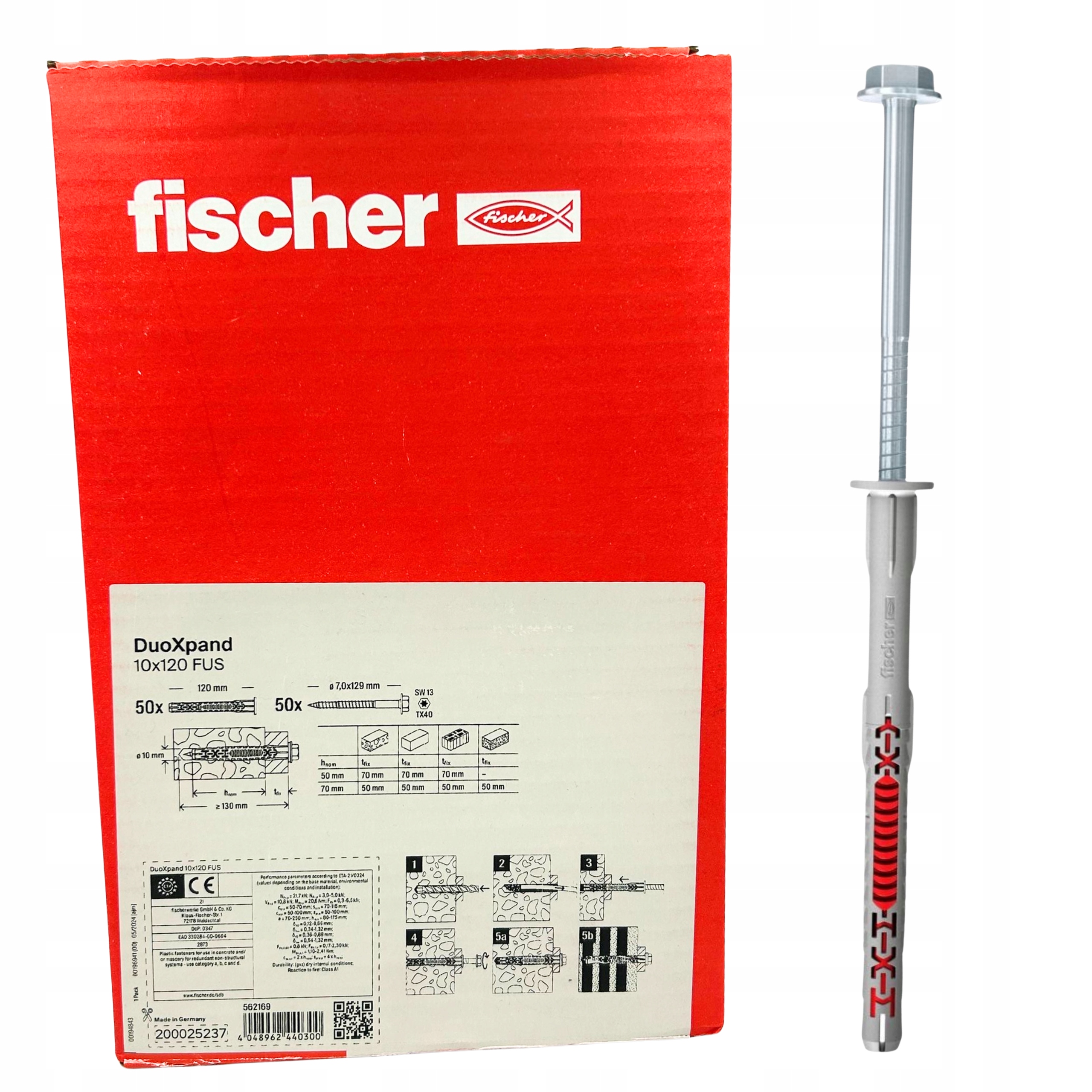 Fischer Rámová Hmoždinka Na Kľúče Duoxpand 10x120 Fus 50 Ks