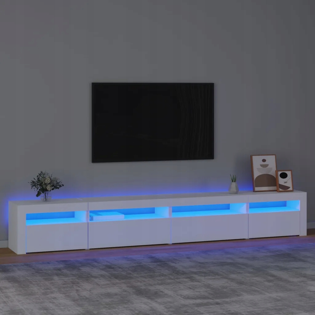 Petrashop Tv skříňka s Led osvětlením bílá 270x35x40 cm Bílá 3152746
