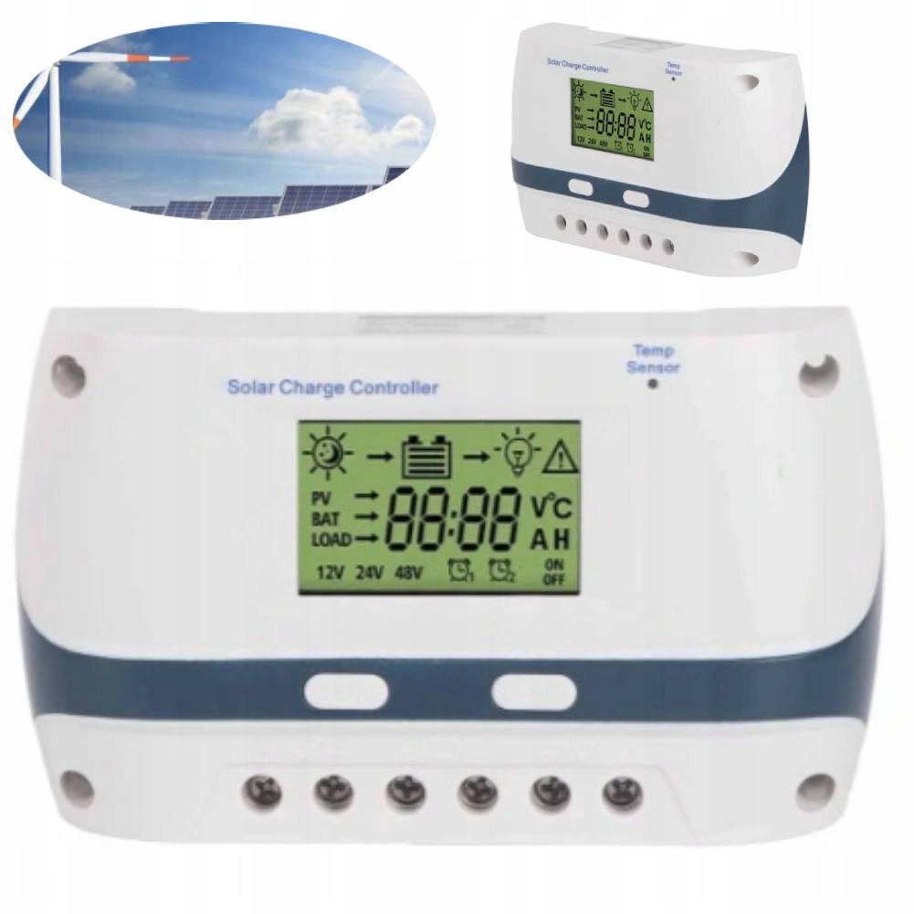 Regulator Kontroler Solarny Pwm 50A 12V/24V/48V LCD Do Kampery I Jachty