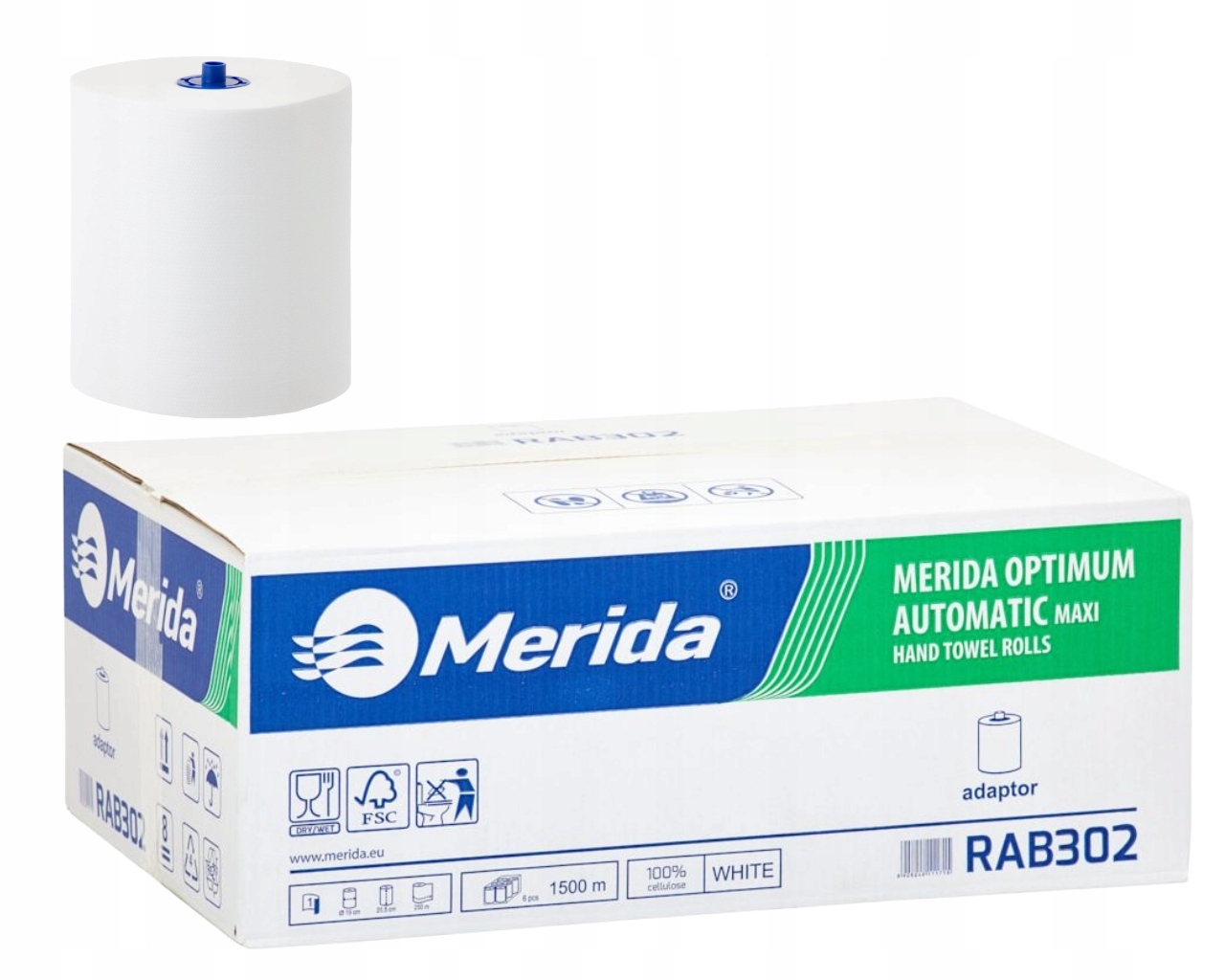 Levně Merida RAB302 Papírové ručníky v roli s adaptorem Optimum Automatic Maxi,