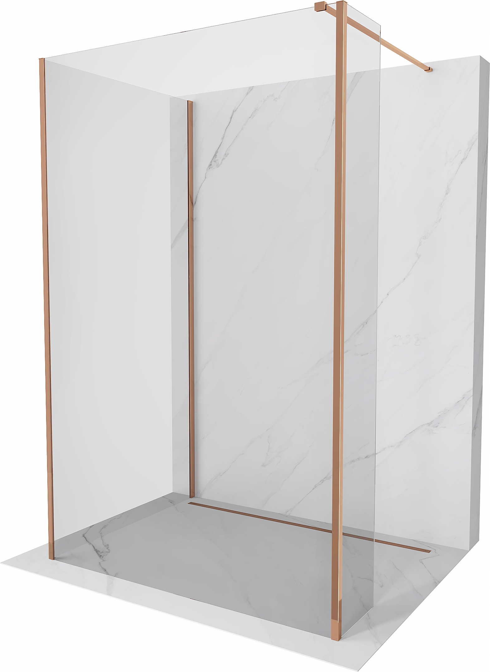 Ścianka szyba prysznicowa 125x80x40 Walk In Mexen Kioto 8 mm różowe złoto