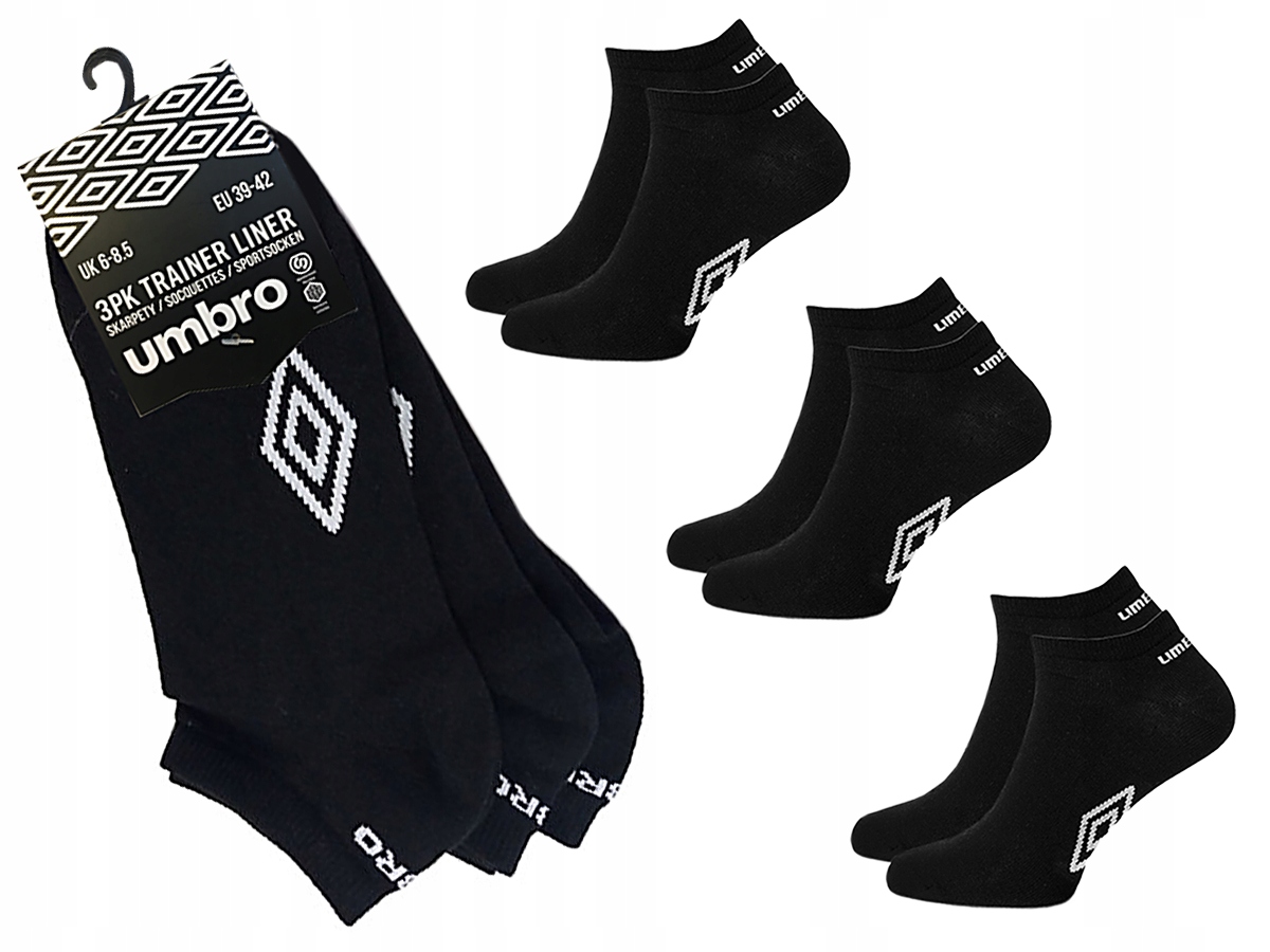 

Skarpety Stopki Umbro Czarne Bawełna, 3-PAK, 35-38