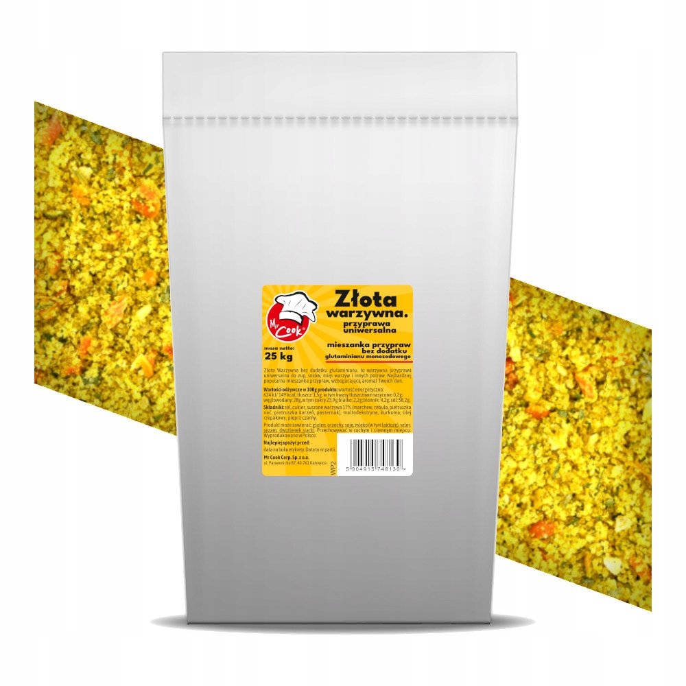 Złota Warzywna Przyprawa Uniwersalna bez Dodatku Glutaminianu Sodu 25kg