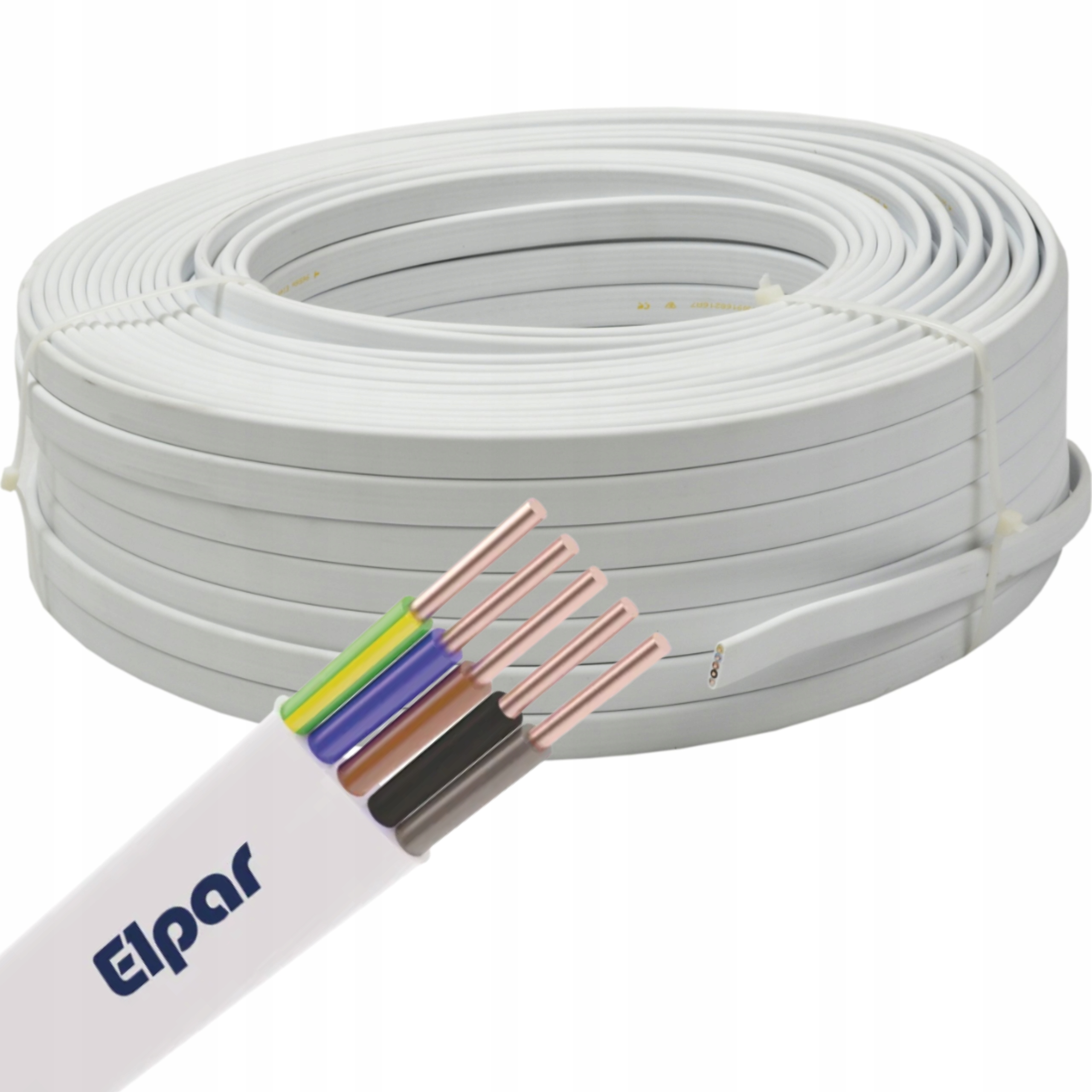 Kábel YDYp 5x2,5 450/750V plochý drôt biely Elpar (balenie 100 m)